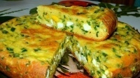 Нутовый пирог с яйцами и зеленым луком